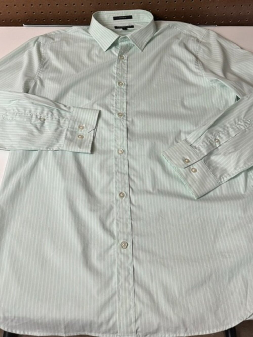 Banana Republic Slim Flex Fit Men's XL Light Green Striped Tech Stretch Cotton